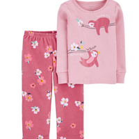 2-Piece Sloth Fleece & Snug Fit Cotton PJs