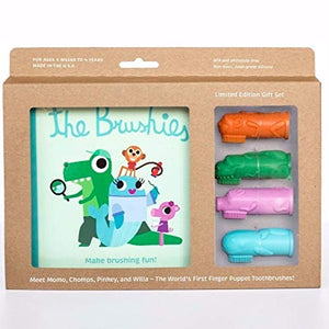 The Brushies Baby & Toddler Toothbrush & Storybook, Gift Set of 4 Brushes