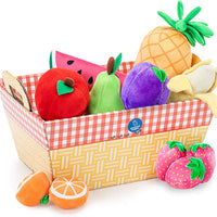 Educational Insights Plush Fruit Basket 12-Piece Set, Pretend Play Food, Early-Learning Skills, Ages 2+