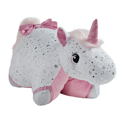 GLITTERY WHITE UNICORN PILLOW PET