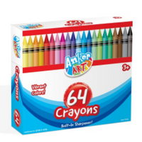 Crayons - 64 Pack with Built-In Sharpener