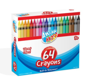 Crayons - 64 Pack with Built-In Sharpener