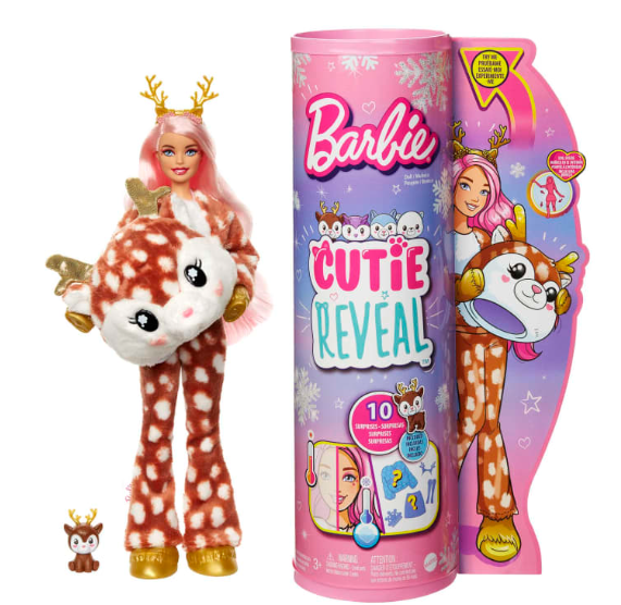 Barbie Doll Cutie Reveal Deer Plush Costume Doll With Pet