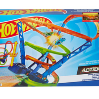 Hot Wheels Track Set And 1:64 Scale Toy Car, Spiral Race Track With Motorized Booster