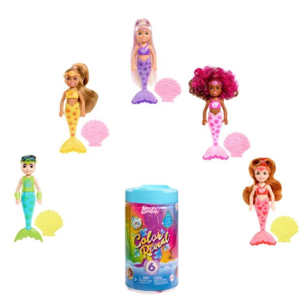 Barbie® Chelsea™ Color Reveal™ Doll With 6 Surprises, Rainbow Mermaid Series